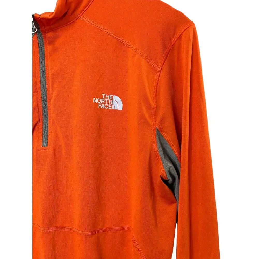 The North Face Orange & Gray Long Sleeve 1/4 Zip Pullover Shirt Men's Medium